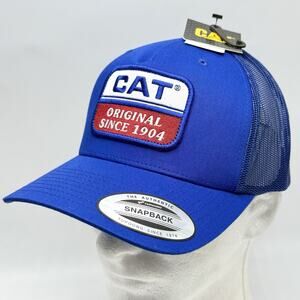 CAT Hat Cap Original Since 1904 Patch Trucker Mesh Back Snapback Blue Red